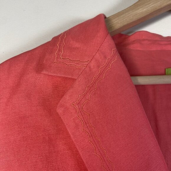 Sigrid Olsen Womens Linen Jacket Coral Pink Lined Blazer Size 16 Office Career - Picture 2 of 14